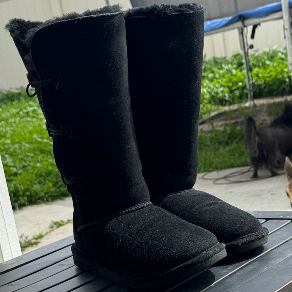 BearPaw Black Tall Button-Accent Winter Boots